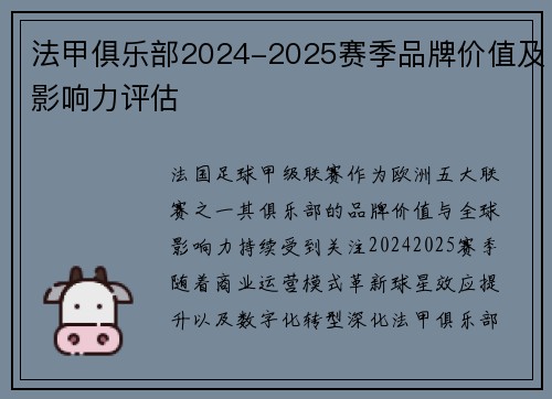 法甲俱乐部2024-2025赛季品牌价值及影响力评估